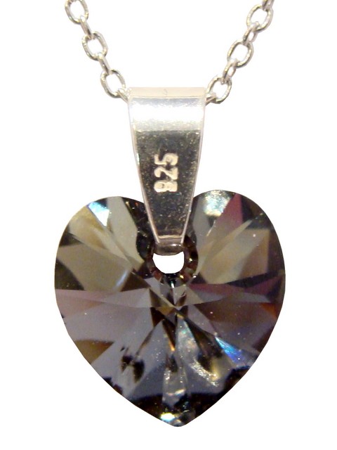 Ogrlica - kristal Swarovski u srebru 925 - Srce 10mm Silver Night