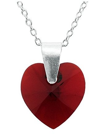 Necklace – Swarovski crystal in 925 silver – Heart 10 mm Siam Ogrlica - kristal Swarovski u srebru 925 - Srce 10mm Siam