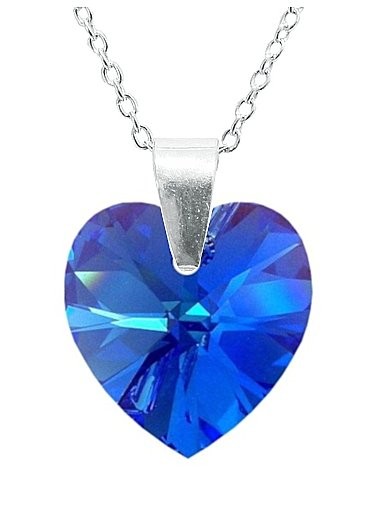 Necklace – Swarovski crystal in 925 silver – Heart 10 mm Sapphire AB Ogrlica - kristal Swarovski u srebru 925 - Srce 10mm Sapphire AB