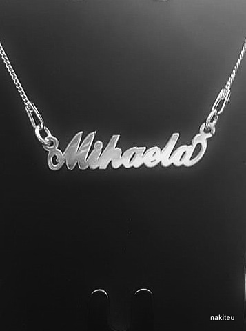 Necklace Chain with the name "Mihaela" made of 925 Sterling Silver Ogrlica Lančić s imenom "Mihaela" od rodiniranog srebra 925