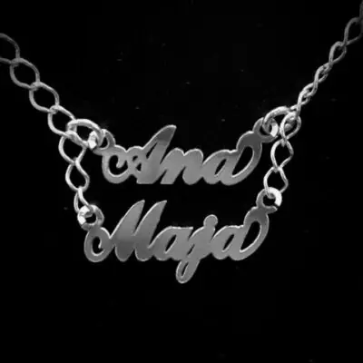 Srebrna Ogrlica Lančić sa 2 IMENA po izboru