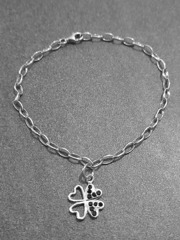 Silver Clover Bracelet (Rhodium-Plated 925 Silver) Srebrna Narukvica Djetelina (Rodinirano Srebro 925)