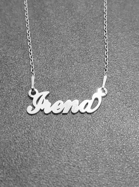 Chain Necklace with the name "IRENA" made of 925 Silver Ogrlica Lančić s imenom "IRENA" od Srebra 925