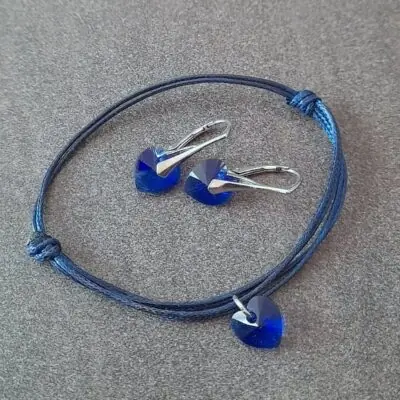 Komplet Narukvica i Naušnice sa Swarovski Kristalima u Srebru 925 - Srca majestic blue 10mm Komplet Narukvica i Naušnice sa Swarovski Kristalima u Srebru 925 - Srca majestic blue 10mm