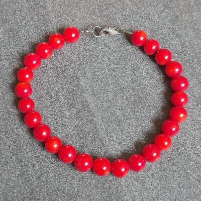 Bracelet 18 cm genuine coral – 925 Sterling Silver Narukvica 18cm pravi koralj - Srebro 925