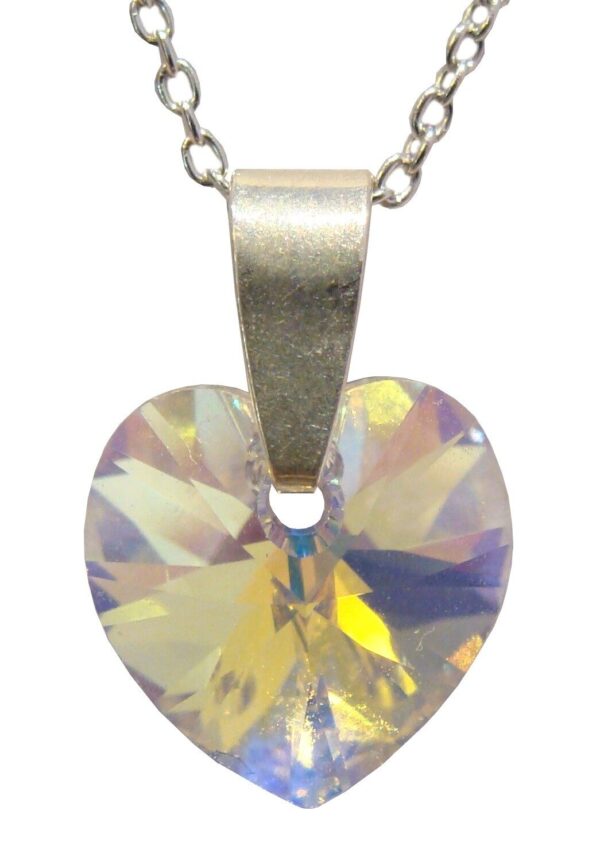 Ogrlica - kristal Swarovski u srebru 925 - Srce 10mm Crystal AB + KUTIJA