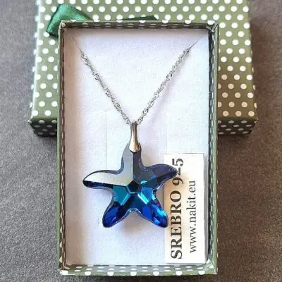 Ogrlica kristal Swarovski Starfish 28mm Bermuda Blue
