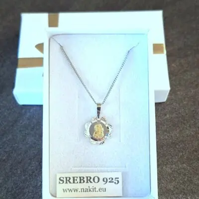 Srebrna Vjerska Ogrlica Lančić GOSPA 45cm (Ženska) od Rodiniranog i pozlaćenog srebro 925)