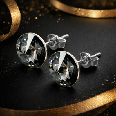 Naušnice Stud s kristalima Swarovski RIVOLI 12mm Silver Night Naušnice Stud s kristalima Swarovski RIVOLI 12mm Silver Night